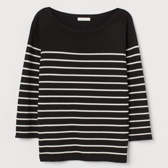 H&M Black and White Fine Knit Sweater Size M - Picture 2 of 7